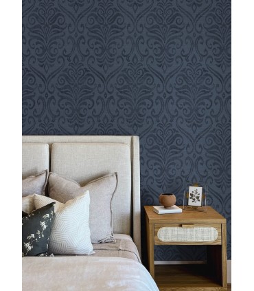 4148-27438 - Adavu Blue Damask Wallpaper-Printworks by Chesapeake