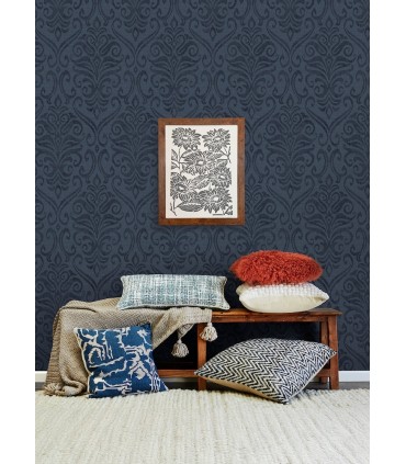 4148-27438 - Adavu Blue Damask Wallpaper-Printworks by Chesapeake