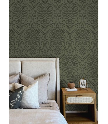 4148-27440 - Adavu Dark Green Damask Wallpaper-Printworks by Chesapeake