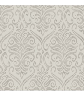 4148-27439 - Adavu Grey Damask Wallpaper-Printworks by Chesapeake