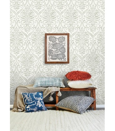 4148-27441 - Adavu Sage Damask Wallpaper-Printworks by Chesapeake