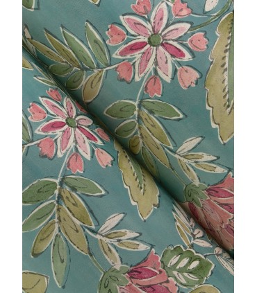 4148-27423 - Begonia Teal Floral Trail Wallpaper-Printworks by Chesapeake