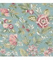 4148-27423 - Begonia Teal Floral Trail Wallpaper-Printworks by Chesapeake