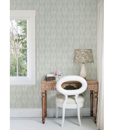 4148-27475 - Garland Aqua Block Tulip Wallpaper-Printworks by Chesapeake