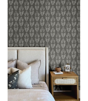 4148-27477 - Garland Charcoal Block Tulip Wallpaper-Printworks by Chesapeake
