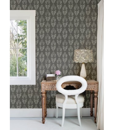 4148-27477 - Garland Charcoal Block Tulip Wallpaper-Printworks by Chesapeake
