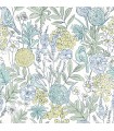 4148-27413 - Goldfinch Aqua Birds and Blooms Wallpaper-Printworks by Chesapeake