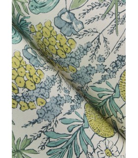 4148-27413 - Goldfinch Aqua Birds and Blooms Wallpaper-Printworks by Chesapeake