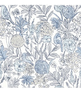 4148-27414 - Goldfinch Blue Birds and Blooms Wallpaper-Printworks by Chesapeake