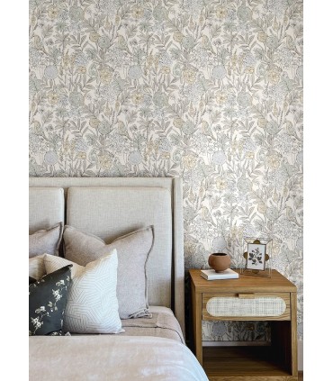 4148-27411 - Goldfinch Neutral Birds and Blooms Wallpaper-Printworks by Chesapeake