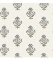4148-27415 - Hollyhock Aqua Floral Crest Wallpaper-Printworks by Chesapeake