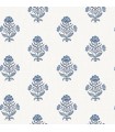4148-27417 - Hollyhock Blue Floral Crest Wallpaper-Printworks by Chesapeake