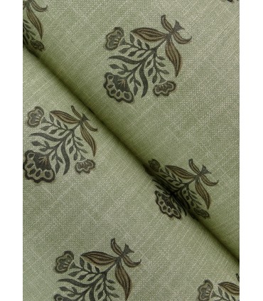 4148-27419 - Hollyhock Green Floral Crest Wallpaper-Printworks by Chesapeake