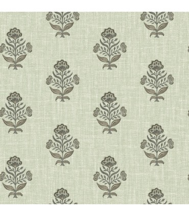 4148-27419 - Hollyhock Green Floral Crest Wallpaper-Printworks by Chesapeake