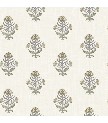 4148-27416 - Hollyhock Honey Floral Crest Wallpaper-Printworks by Chesapeake
