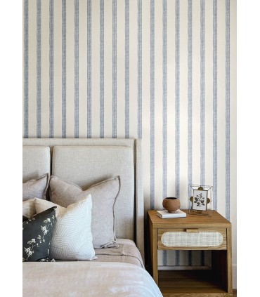 4148-27428 - Mandevilla Blue Vine Stripe Wallpaper-Printworks by Chesapeake