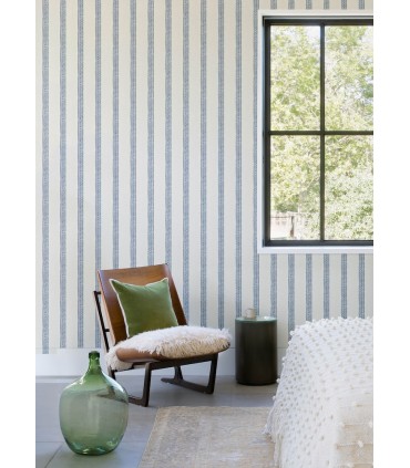4148-27428 - Mandevilla Blue Vine Stripe Wallpaper-Printworks by Chesapeake