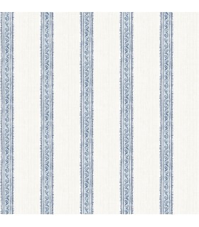 4148-27428 - Mandevilla Blue Vine Stripe Wallpaper-Printworks by Chesapeake