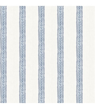 4148-27428 - Mandevilla Blue Vine Stripe Wallpaper-Printworks by Chesapeake