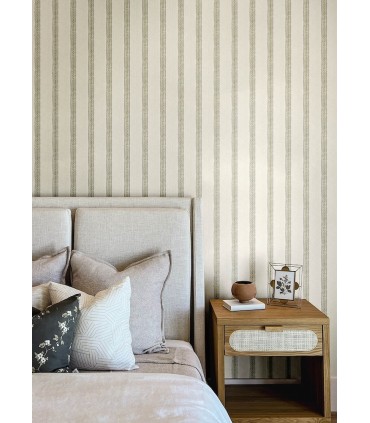 4148-27429 - Mandevilla Green Vine Stripe Wallpaper-Printworks by Chesapeake