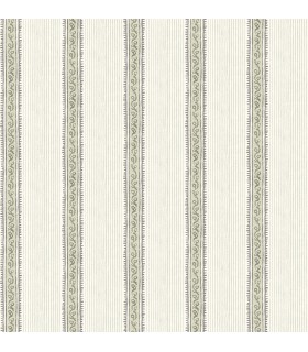 4148-27429 - Mandevilla Green Vine Stripe Wallpaper-Printworks by Chesapeake