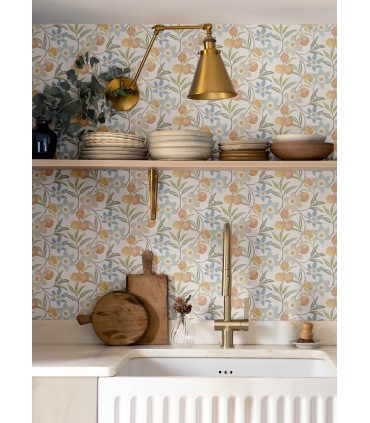 4148-27449 - Passiflora Apricot Fruit and Floral Wallpaper-Printworks by Chesapeake