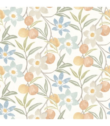 4148-27449 - Passiflora Apricot Fruit and Floral Wallpaper-Printworks by Chesapeake