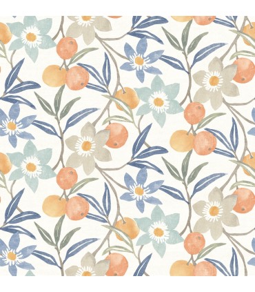 4148-27448 - Passiflora Blue Fruit and Floral Wallpaper-Printworks by Chesapeake