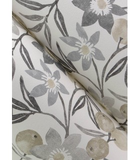 4148-27451 - Passiflora Charcoal Fruit and Floral Wallpaper-Printworks by Chesapeake