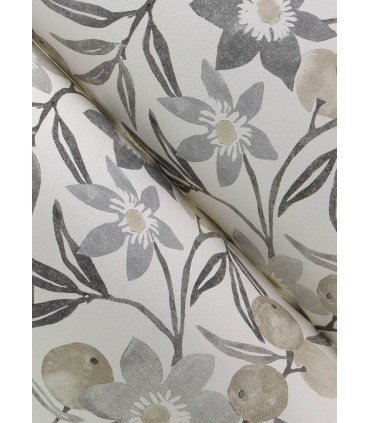 4148-27451 - Passiflora Charcoal Fruit and Floral Wallpaper-Printworks by Chesapeake
