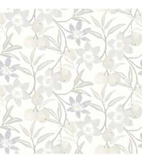 4148-27450 - Passiflora Grey Fruit and Floral Wallpaper-Printworks by Chesapeake
