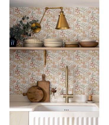 4148-27447 - Passiflora Peach Fruit and Floral Wallpaper-Printworks by Chesapeake