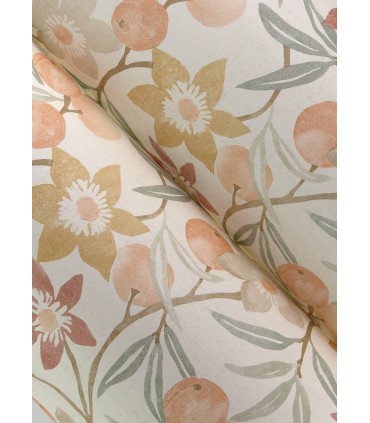 4148-27447 - Passiflora Peach Fruit and Floral Wallpaper-Printworks by Chesapeake