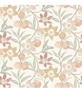 4148-27447 - Passiflora Peach Fruit and Floral Wallpaper-Printworks by Chesapeake