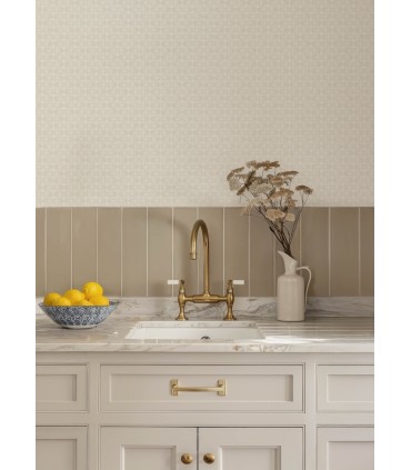 4148-27453 - Phlox Beige Floral Stamp Wallpaper-Printworks by Chesapeake