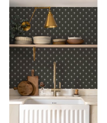 4148-27462 - Surdiva Black Floral Fan Wallpaper-Printworks by Chesapeake