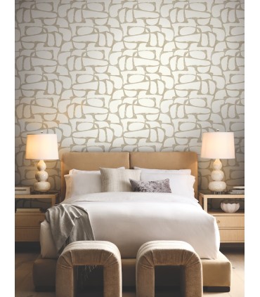 DF3351 - Craftsman Geometric White and Gold Wallpaper-Decadence 2