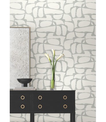 DF3356 - Craftsman Geometric White and Silver Wallpaper-Decadence 2