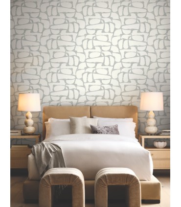 DF3356 - Craftsman Geometric White and Silver Wallpaper-Decadence 2