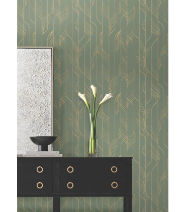 DF3306 - Elemental Thread Green and Gold Wallpaper-Decadence 2