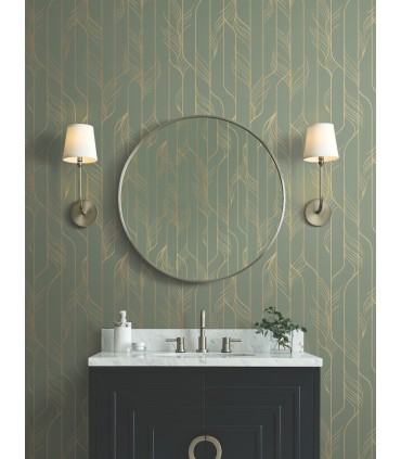 DF3306 - Elemental Thread Green and Gold Wallpaper-Decadence 2