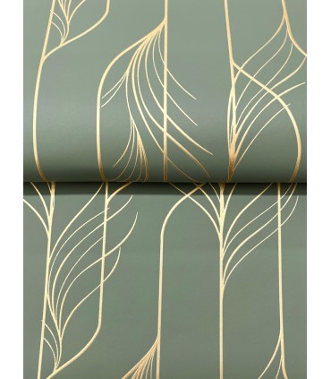 DF3306 - Elemental Thread Green and Gold Wallpaper-Decadence 2
