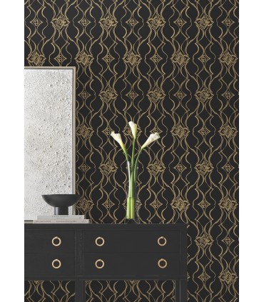 DF3371 - Pirouette Black & Gold Wallpaper-Decadence 2