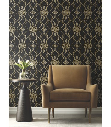 DF3371 - Pirouette Black & Gold Wallpaper-Decadence 2