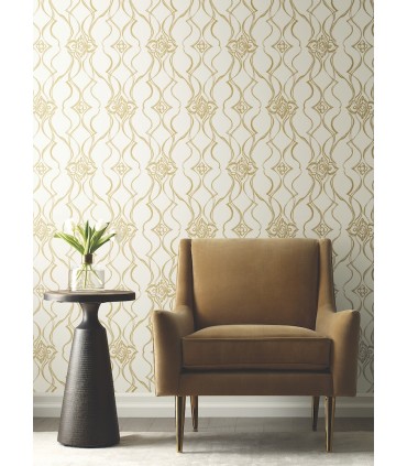 DF3372 - Pirouette White & Gold Wallpaper-Decadence 2