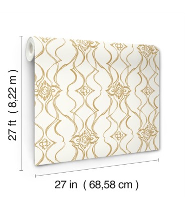 DF3372 - Pirouette White & Gold Wallpaper-Decadence 2