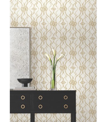 DF3372 - Pirouette White & Gold Wallpaper-Decadence 2