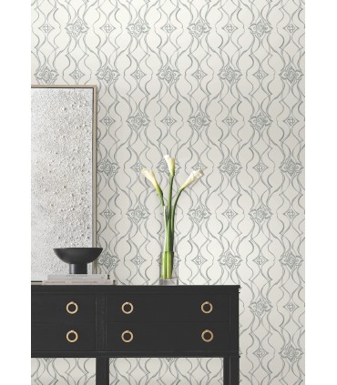 DF3373 - Pirouette White & Silver Wallpaper-Decadence 2