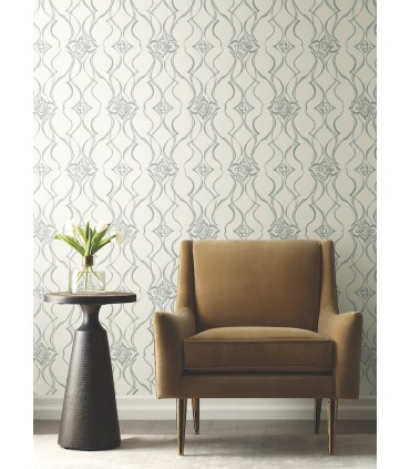 DF3373 - Pirouette White & Silver Wallpaper-Decadence 2
