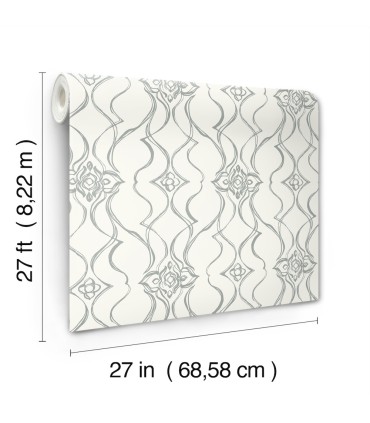 DF3373 - Pirouette White & Silver Wallpaper-Decadence 2
